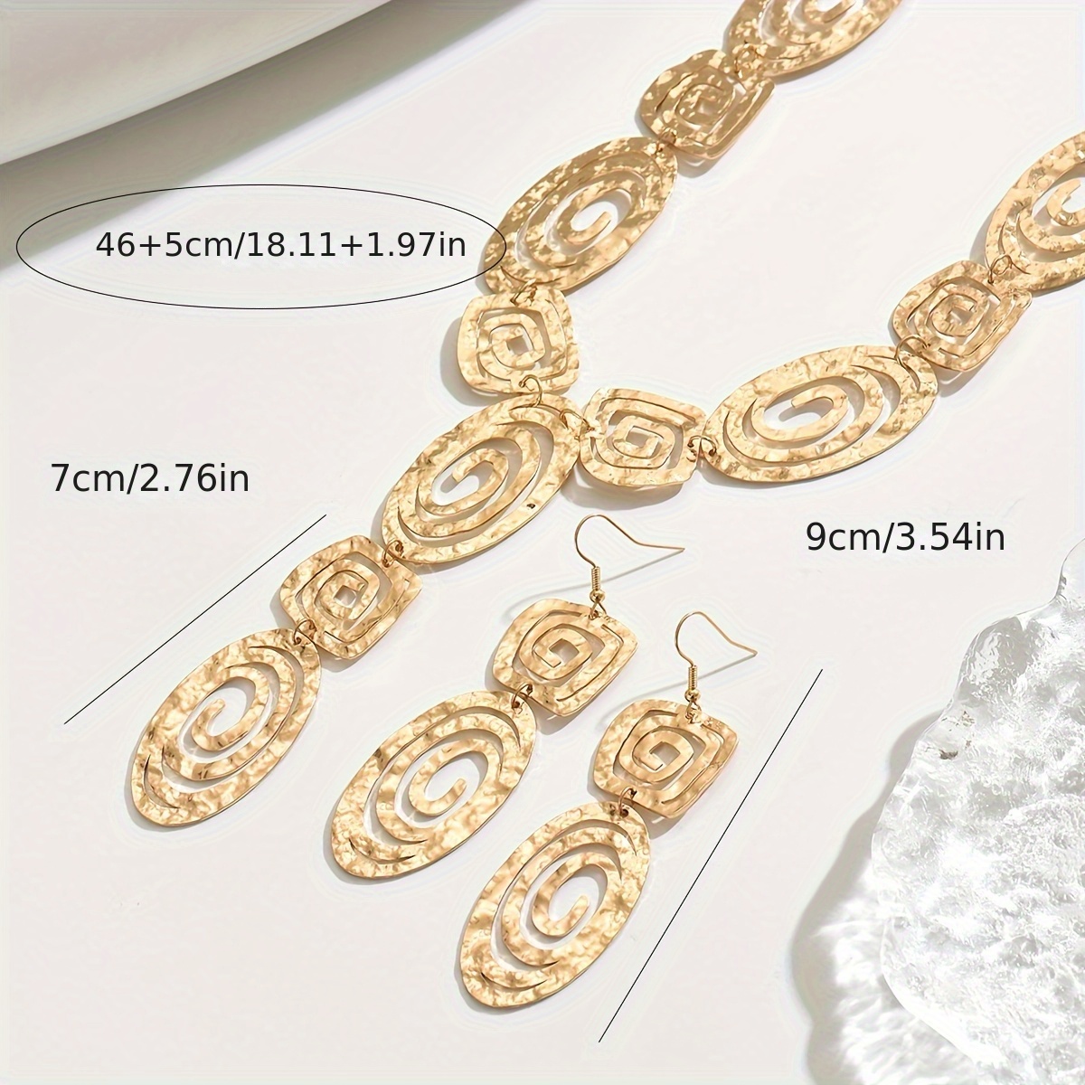 Middle Eastern Spiral Earrings & Y Necklace Set